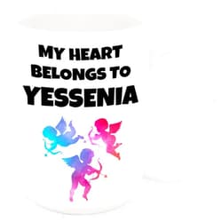 Bouncing Brick Designs My Heart Belongs To Yessenia Coffee Mug - Personalized Ceramic Cup with Name, Custom Mug, Customized Birthday/Christmas Gift, Holiday Present, 11 Oz
