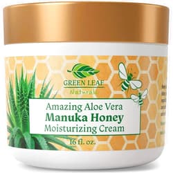Green Leaf Naturals Manuka Honey Eczema Cream Moisturizing Lotion Fragrance Free For Psoriasis Relief - Itchy, Dry Skin Rash Ointment - Skin Soothing Moisturizer - Body & Face Cream - Kids & Adults 16oz