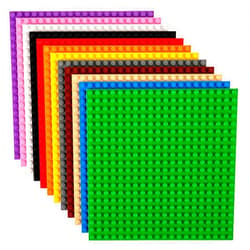 Best Blocks Strictly Briks Classic Stackable Baseplates, Building Bricks For Towers, Shelves, and More, 100% Compatible with All Major Brands, Rainbow Colors, 12 Pack, 6x6 Inches
