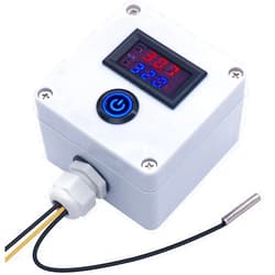 Twidec/DC 12V Temperature Controller Box Programmable -50 to 110 ℃ (-58 to 230 °F) Red/Blue LED Display Monitor Heating/Cooling Thermostat Control Module with NTC 10K Waterproof Sensor and Switch