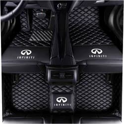 Worth-Mats Car Floor Mats for Infiniti Q70 2013-2019- 3pcs Full Set Floor Liner All Weather & Season, Large Coverage Black with Black Stitching