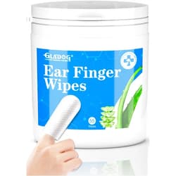 GLADOG Dog Ear Cleaner Finger Wipes, Ear Finger Wipes for Dogs Cats, Gently Removes Dirt & Odor, Dissolves Wax Build-Up, Easy to Use, Ear Cleaning Finger Wipes for Dogs, Natural Ingredients - 55 Count