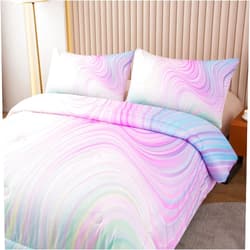 Bodhi Tie Dye Marbling Comforter Colorful Marble Teen Girl Bedding Set Watercolor Pastel Pink Blue Purple Comforter Set Marble Abstract Kids Bedding Set 2 Piece Bright Girly Comforter (Twin)