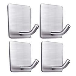 FOTYRIG Heavy Duty Adhesive Towel Hooks Stick on Towel Hanger Wall Holder Waterproof Stainless Steel Sticky Hooks for Hanging Bathroom Kitchen Home-4 Packs
