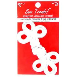 Sew Trendz-Vision Trims Handmade Chinese Frogs Button Closures- WHITE -4.5