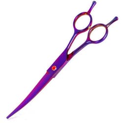 Sumcoo Dog Grooming Scissors Premium Stainless Steel Curved Hair Cutting Scissors for Dogs & Cats (Purple)