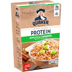 Quaker Instant Oatmeal, Protein Apple Cinnamon, 10g Protein,6 count(pack of 6)