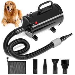 IKARE Dog Hair Dryer, 4.8HP/3600W High Velocity Pet Hair Dryer with Adjustable Speed and Temperature Control, Low Noise Design, Force Dog Grooming Dryer with 4 Nozzles and Storage Bag