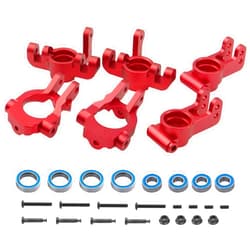 Share Goo ShareGoo Metal Front Steering Knuckles & Base C-Hubs Caster Blocks & Rear Stub Axle Carriers Compatible with 1/10 Losi Tenacity TT Pro 4WD SCT DB Pro Lasernut U4 RC Truck (Red)