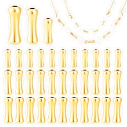 PH PandaHall 36pcs 18K Gold Plated Brass Spacer Beads Dog Bone Shaped Spacer Beads, 3 Size Tube Bar Spacer Beads Loose Metal Spacer Beads for DIY Bracelet Necklace Jewelry Craft Making