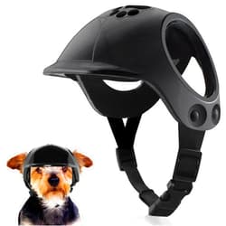 Wordcam Dog Helmets for Small Dogs with Ear Holes, Hard Safety Pet Dog Hat for Puppy, Windproof Doggies Motorcycle Helmets for Outdoor Riding Hiking Cycling (Black)