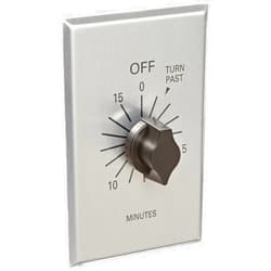 NSI TORK C515M Spring-Wound In-Wall Twist Timer with Commercial Style Metal Plate and 15-Minute Length for Automatic Shutoff of Motors or Lights, #12AWG, Metal-brushed Aluminum
