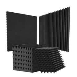 VEVOR Acoustic Foam Panels, 50 Pack 12 x 12 x 2 inches, High Density Soundproof Wall Panels,Fire-Resistant Acoustic Panels,Sound Dampening Absorbing Panels for Studio Wall and Ceiling,Black