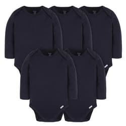 Gerber Baby Long Sleeve Solid Onesies Multi-Pack Interlock 180 Gsm
