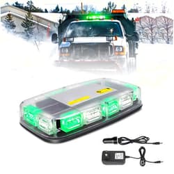 OPP ULITE Rechargeable Strobe Light Wireless Battery, High Low Brightness, 17 Flashing Mode, 48pcs Led, Beacon Roof Top Hazard Flash Warning Lights for Vehicles Trucks Snow Plows Postal Mail UTV, White Green