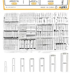 Mankk 284PCS Non Insulated Butt Connectors Kit 26-6 Gauge Tinned Red Copper Butt Connector Uninsulated Butt Connector Wire Crimp Connector for Electrical Appliances Cars Boats etc