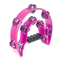 TENINYU Half Moon Musical Tambourine Double Row Metal Jingles Hand Held Percussion Drum Multicolor for KTV Party with Ergonomic Handle Grip (Purple)
