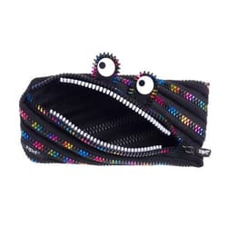 ZIPIT Monster Pencil Case for Kids | Pencil Pouch for School, College and Office | Pencil Bag for Boys & Girls (Black & Rainbow)