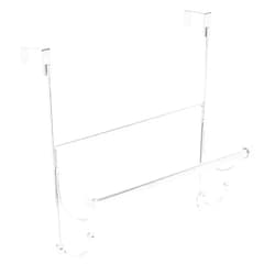 Home Basics Over The Door Towel Bar with Hooks | Made from Steel | Long Center Bar | Fits Most Standard Doors | (Chrome)
