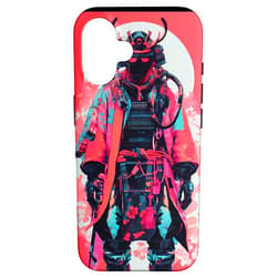 Modern Aesthetic Design Studio iPhone 16 Futuristic Ghost Samurai Japanese Cyberpunk Warrior Pattern Case