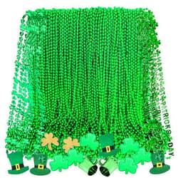 Elefama 74PCS St Patricks Day Beads Necklaces Bulk with Shamrock Mug Hat Clover Pendant Green Beads Necklace St Patricks Day Accessories Beads Decoration for Irish St Patrick's Day Party Parade Throws