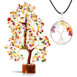 YUVDIPR Mix Chakra Tree of Life Buddha Money Feng Shui Bonsai Reiki Healing Crystal Home Décor Aura Cleansing Chakra Room Bonsai Office Desk Kitchen Living Room Good Fortune Luck Gift Wealth
