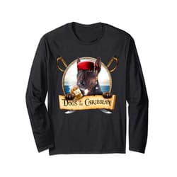Funny Pirate Dog costume for Halloween & Christmas Dogs of the Caribbean - Cute Tromed Bull Terrier Long Sleeve T-Shirt