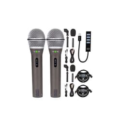 Samson Q2U USB XLR Dynamic Microphones for Windows, Mac, iOS Devices (2-Pack) Bundle with Blucoil Mini USB Type-A Hub with 4 USB Ports, and 3-FT USB 2.0 Type-A Extension Cables (2-Pack)