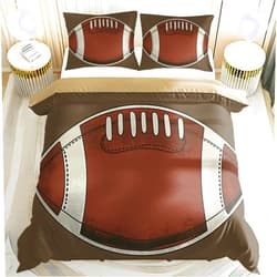 JXAFD Classic Football Printed 3-Piece Duvet Cover Set - Elegant Sports Style American Football Bedding, Perfect for Teen and Adult Room Decoration (style2,Queen 90x90in + 20x30in)
