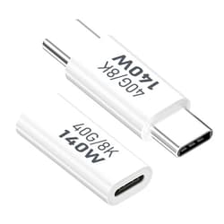 BORLTER CLAMP USB to USB Adapter, USB-C Male to Male Adapters with 40Gbps Transfer Speed (140W CC Bend) Compatible with MacBook, iPad, Samsung, iPhone 15 and More Type C Devices - Set of 2