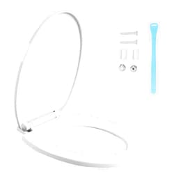 ZhiQToes Toilet Seat Slow Close Lid and Seat Quiet-Close Easy to Install and Clean Plastic Round with Adjustable Mounting Hardware,White (Round)