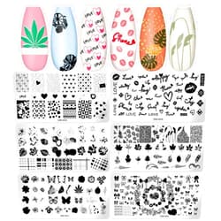 WOKOTO 6Pcs Nail Stamping Plates Kit Butterfly Bowknot Heart Fruit Nail Stamp Plates Kit For Nails Nail Art Stamping Kit Flower Nail Image Plates Stamping Nail Art For Nail Design Tools Nail Stencils