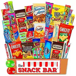 The Snack Bar - Snack Care Package (40 count) - Variety Assortment with American Candy, Fruit Snacks, Gift Snack Box for Lunches, Office, College Students, Road Trips, Holiday Gifts