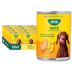 Jinx Premium Wet Dog Food Cans - Chicken & Vegetables Pate - Grain-Free Canned Dog Food Pate & Topper with Real Ingredients & No Fillers - All Life Stages, Breeds & Sizes - 12-Pack, 13 Oz