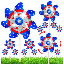Fulasiteu 10pcs Fourth of July Pinwheels,4th of July Decorations American Flag Reflective Pinwheel, Garden Wind Spinners for Yard Patriotic Outdoor Decor, Memorial Day Independence Decorations