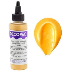 DecoPac Premium Airbrush Color, True Gold Shimmer, Edible Airbrush Paint for Decorating Cakes, Cupcakes, and Cookies, Food Coloring, 4oz