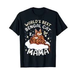 Cat Parents Gift Ideas by Conreo World's Best Bengal Cat Mama, Mother with Kitten Cat Lover T-Shirt