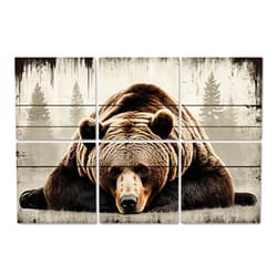 ODGNTEIVG Art Acoustic Panels Brown Grizzly Bear Vintage Forest Wildlife Animal Cabin Rustic Acoustical Soundproof Wall Panel with Self-Adhesive Decorative Sound Absorbing Panel Acoustic Treatment