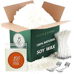 Hearth & Harbor Organic Soy Candle Wax for Candle Making, 5 lbs Natural Candles Making Supplies, Beeswax-Free, Paraffin-Free, Pure Soy Wax Flakes Perfect for Candles, Tealights and Melts