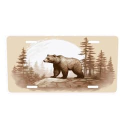 Buyidec Vintage Bear in Stone Decorative Car Front License Plate Personalized Plates for Front of Car Vanity Tag 6 X 12 Inch Aluminum Rustproof License Plate 4 Holes Men Women Gifts