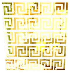 SelfTek 60Pcs DIY Mirror Stickers Removable Adhensive Wall Stickers Decals for Home Art Room Bedroom Background Decoration (Geometric Greek Key Pattern)