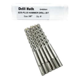 Drill Hulk 3/8-Inch Carbide-Tipped SDS-Plus Rotary Hammer Drill Bit for Concrete, Brick, Stone, Pack of 6