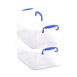 WYT 9 Quart Clear Storage Latch Bins with Lids/Handle, Plastic Clear Stackable Box, 9-Liter (2 Pack)