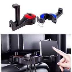 HEVLE 2PCS Car Headrest Hidden Hook, Car Purse Hook Holder, Universal 360° Rotation Headrest Hooks Purse Holder for Car, 2 in 1 Car Seat Hooks with Phone Holder for Purse, Toys, Bottle