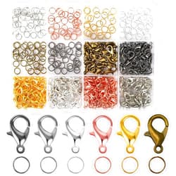 AUGSUN 6 Colors Lobster Claw Clasps and Open Jump Rings Set, 400PCS Lobster Claw Clasps with Open Jump Rings for Jewelry Making Accessories,12 mm X 7 mm