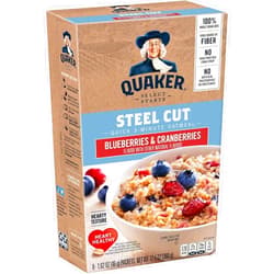 Quaker, Instant Steel Cut Oatmeal, Cranberries And Blueberries, 8 Ct