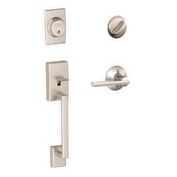 SCHLAGE Century Single Cylinder Handleset and Latitude Lever, Satin Nickel (F60 CEN 619 LAT)