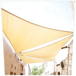 Colourtree 14' x 14' x 14' Beige Sun Shade Sail Triangle Canopy - UV Block UPF50, Water Permeable, Heavy Duty Awning for Patio, Outdoor, Garden, Backyard & Yard (We Make Custom Size)