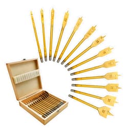 Zalaxt 13-Piece Spade Drill Bit Sets, Carbon Steel Paddle Flat Bit with Quick Change Shank, Flat Wood Hole Cutter Fit for Woodworking, Plastic, Aluminum Hole Cutting Most Types of Wood as Well as Fiberglass