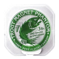 Trout Magnet Phantom 100% Fluorocarbon Leader Fishing Line, Invisible to Fish, Get More Bites, 50m